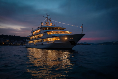 Luxury yacht rental Miami by Yacht Scarlet Charters cruising at sunset with elegance, comfort, and premium experiences.